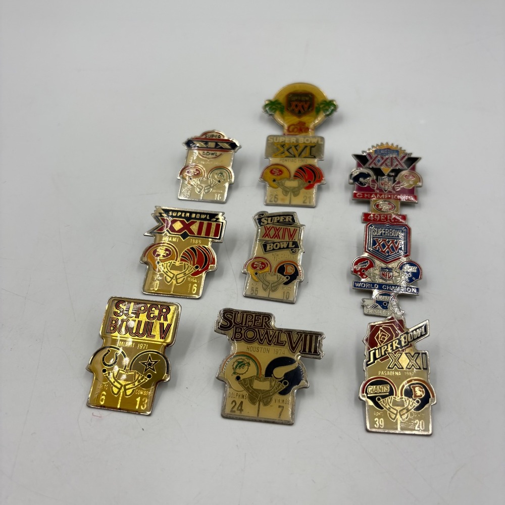 Starline Super Bowl Pin Lot 9pc OS Multicolor Good Vintage NFL Enamel